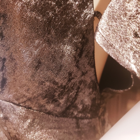 TOP SHOP Crushed Pewter Velvet LG. C/S Slit Dress-8-New - Picture 11 of 13